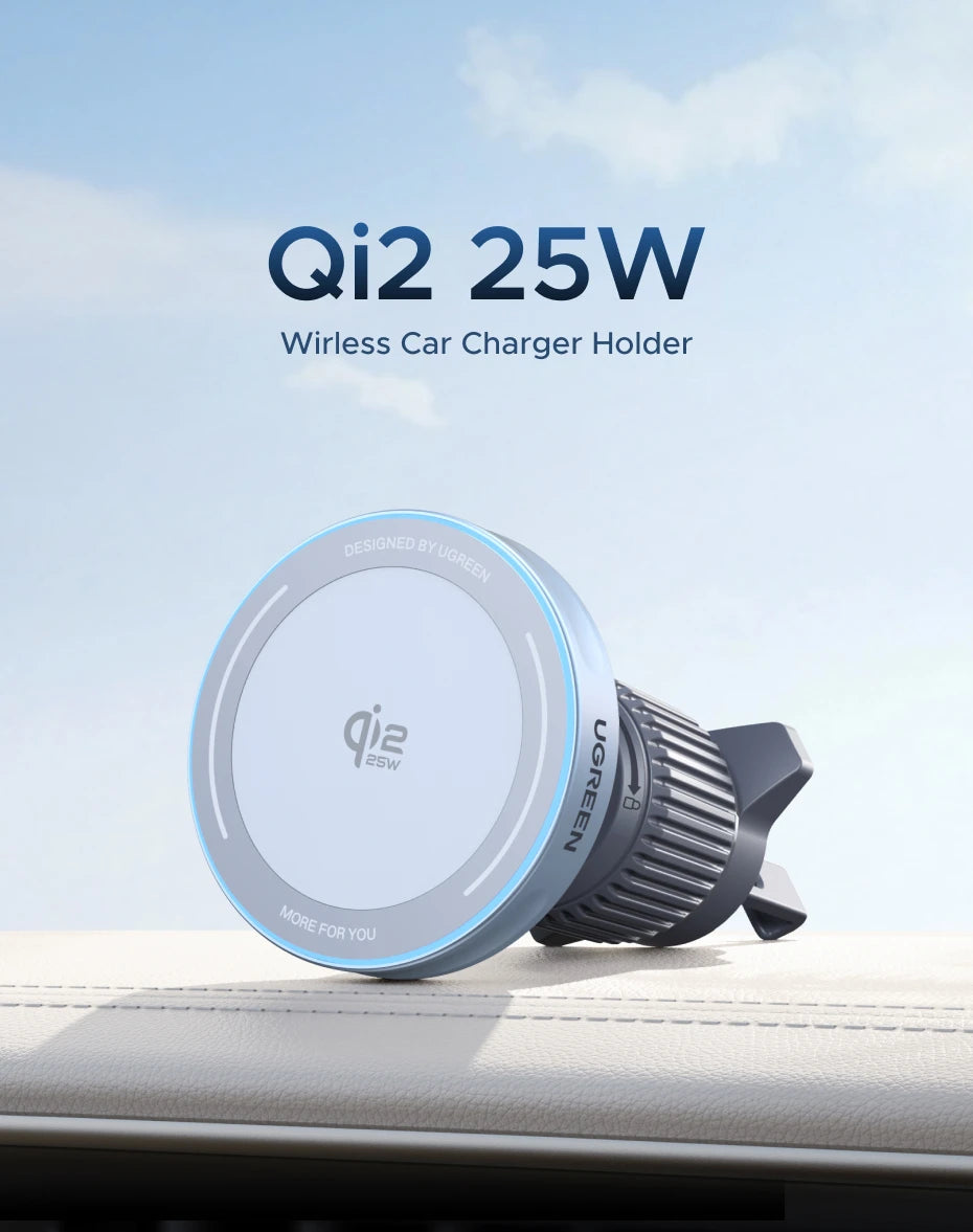 UGREEN Qi2 25W 15W Magnetic Car Phone Holder Wireless Charger Stand For iPhone 17 16 15 Pro Max Charging for Magsafe Car Charger sayaragear