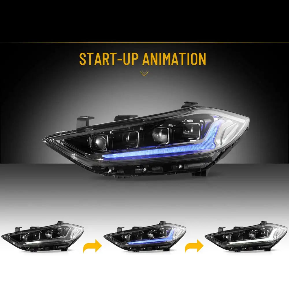 Vland 2017-2018 Hyundai Elantra Full LED Headlights With Sequential Turn Signal Plug and Play Head Lamp Assembly Replacement sayaragear