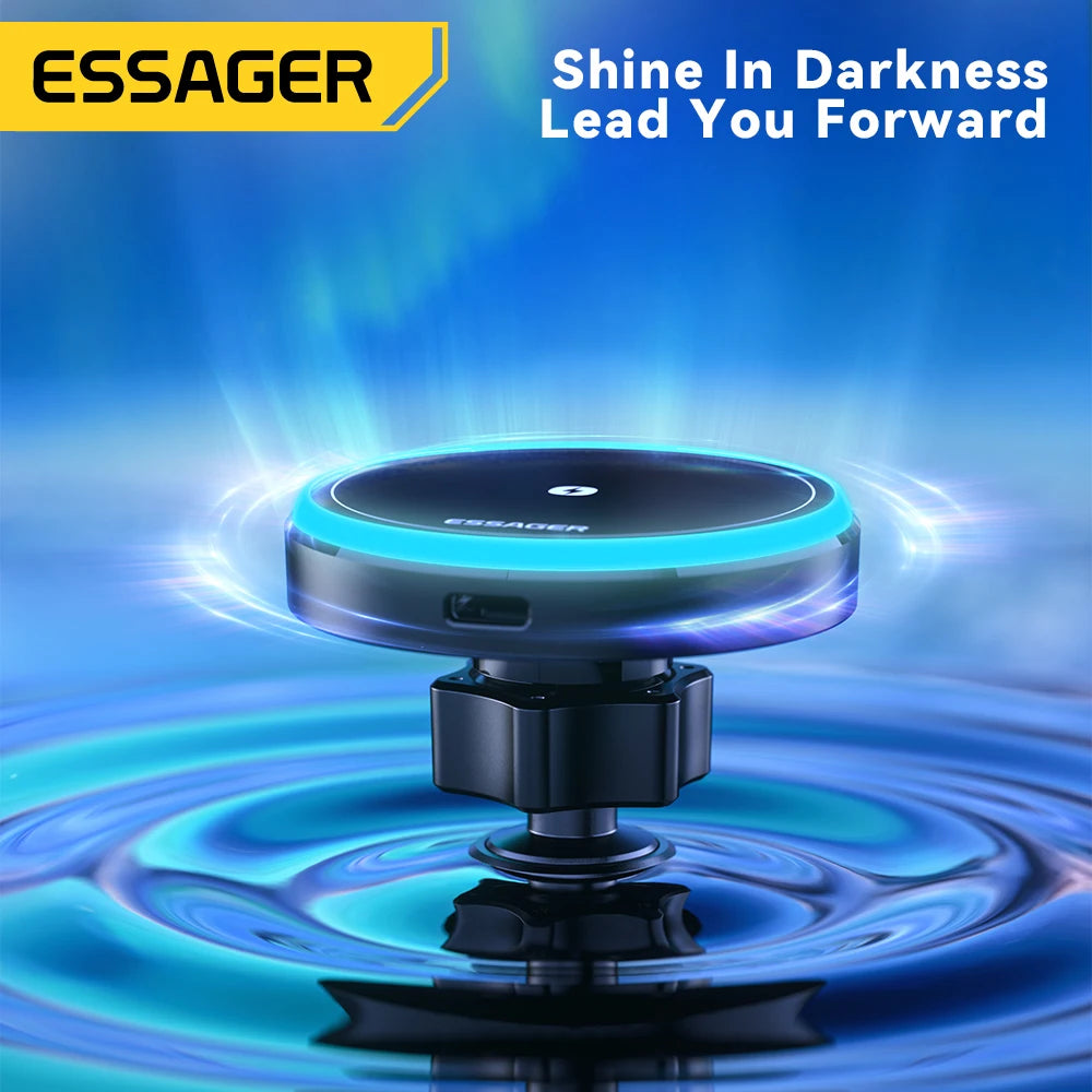 Essager 15W Magnetic Wireless Car Phone Holder Adjustable 360 degrees Car Charger For iPhone15 14 13 Pro Samsung Universal Phone sayaragear
