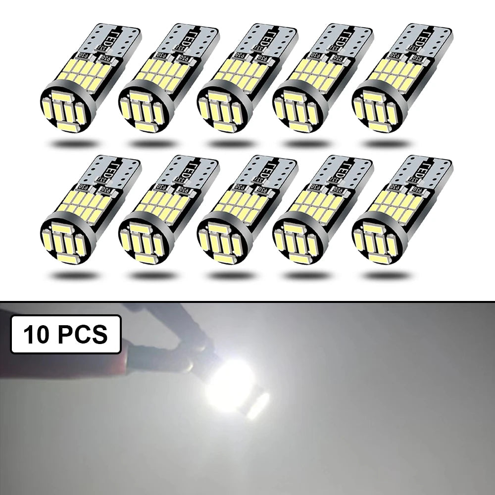 10-40 PCS CANBUS No Error T10 W5W LED Bulb For Car Interior Dome Door Map Trunk License Plate Lights 12V 26SMD 400LM 6500k White sayaragear