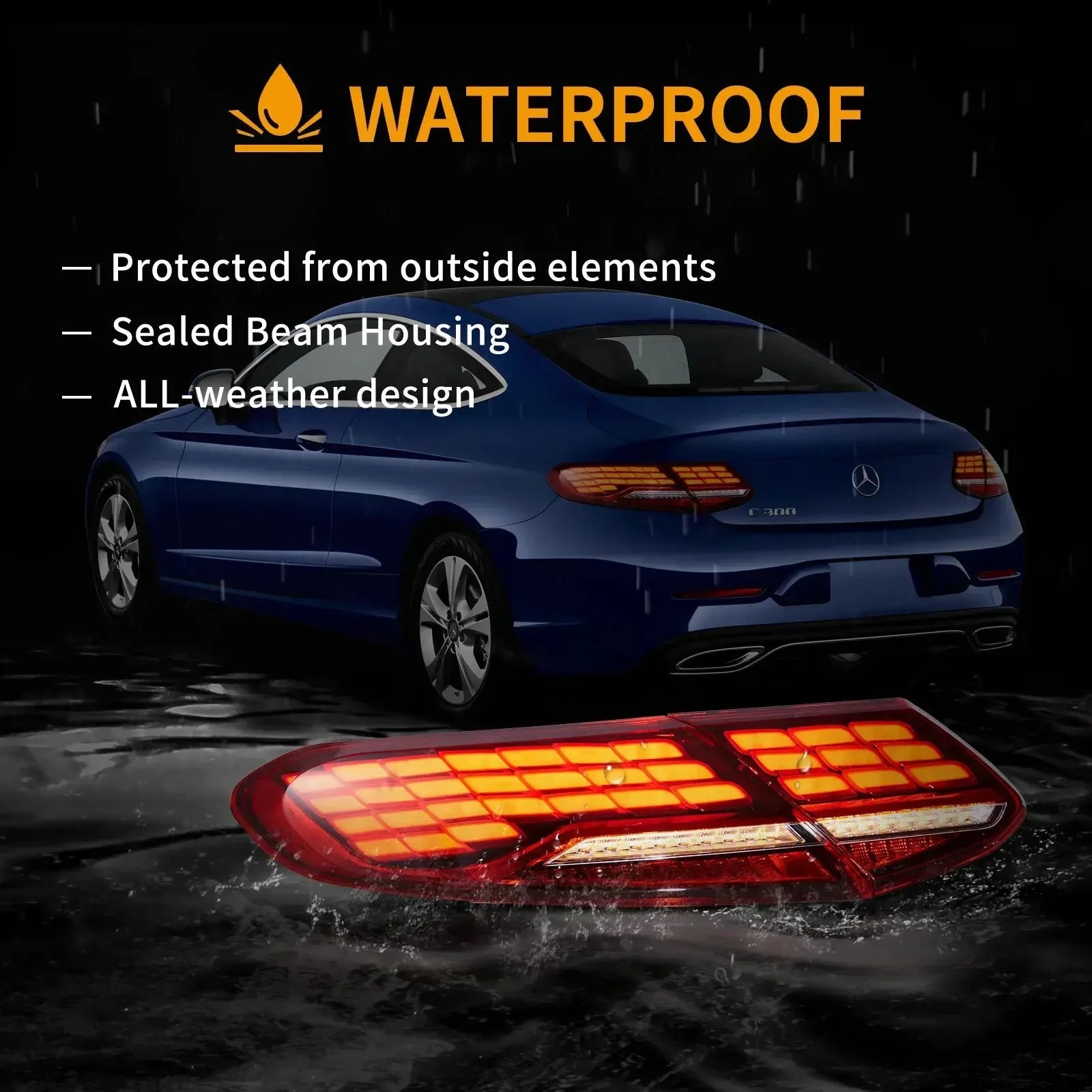 Vland 16-23 C-Class A205 C205 Full LED Tail Lights With Animation Sequential Turn Signal sayaragear