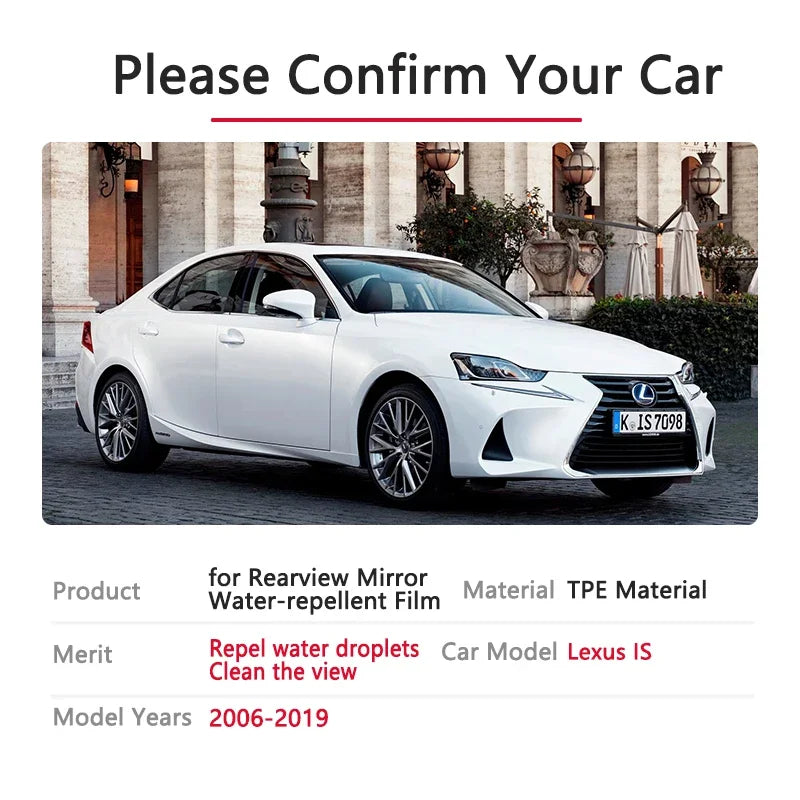 Full Cover Anti Fog Film Rainproof Rearview Mirror for Lexus IS 2006~2019 XE20 XE30 Accessories IS250 300 250 300h 350 200d 220d sayaragear
