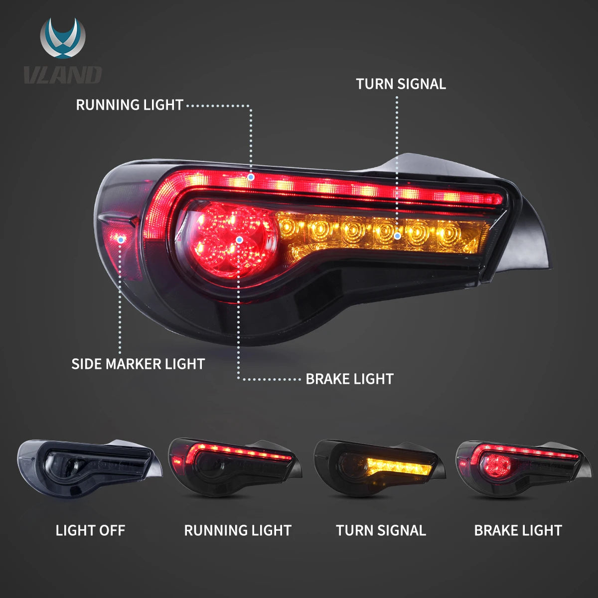Vland 2012-2021 FR-S / BRZ / GT86 1st Gen (ZN6/ZC6) LED Tail Lights With Sequential Turn Signal sayaragear