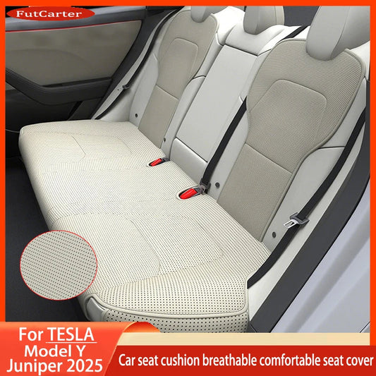 For Tesla ModelY Juniper 2025 PU Seat Cushion Ventilation Comfortable, Four Seasons Universal Split Single Sitting Back row Set sayaragear