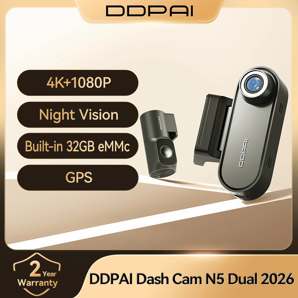 DDPAI N5 Dual 4K HDR Dash Cam Front Rear AI NightVIS Camera WiFi 6 GPS ADAS Voice Control 24H Parking Mode 32G eMMC Car DVR sayaragear