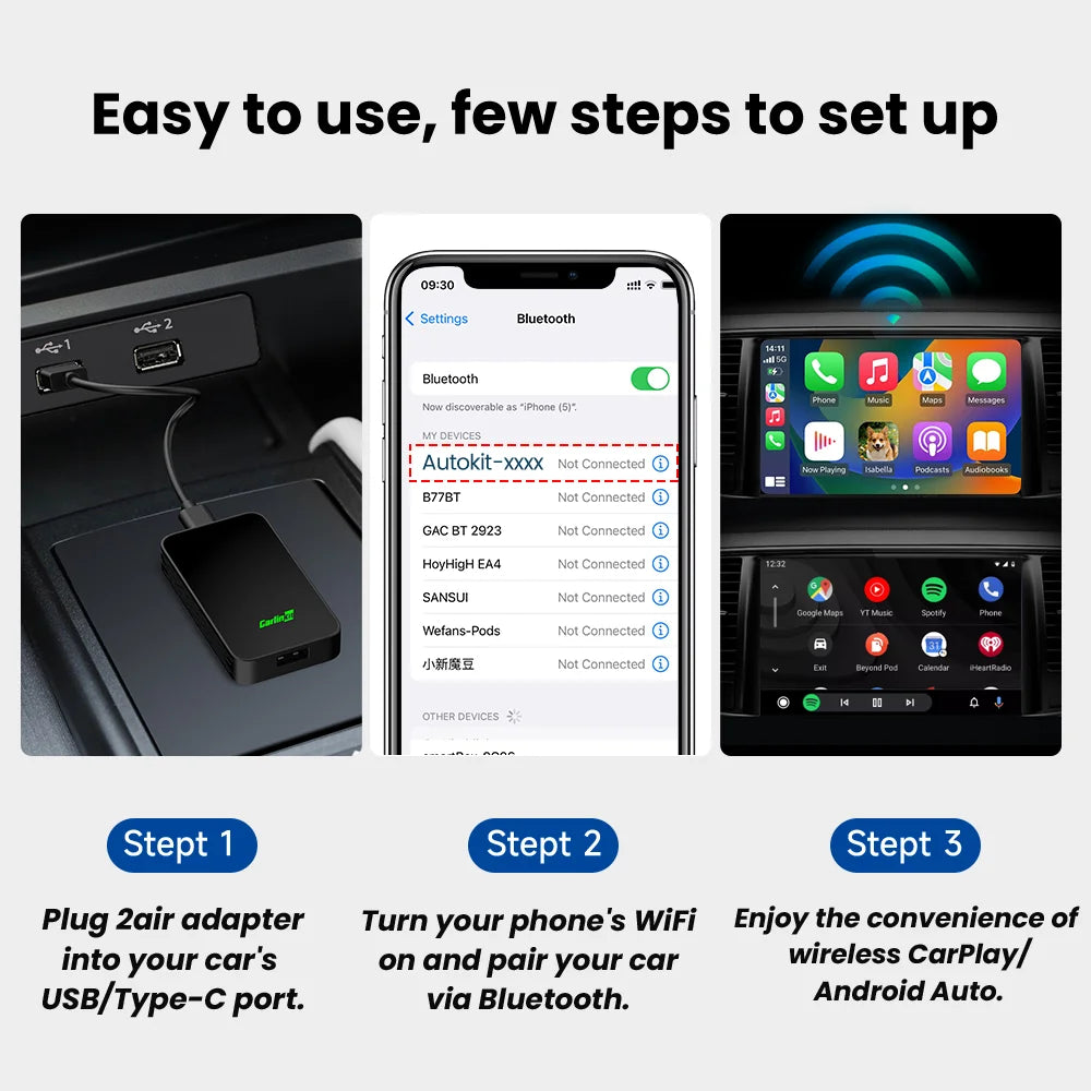 CarlinKit 5.0 CarPlay Android Auto Wireless Adapter Dongle for Toyota Mazda Vw Peugeot Havel Jeep Cadillac Chevrolet Ford etc. sayaragear