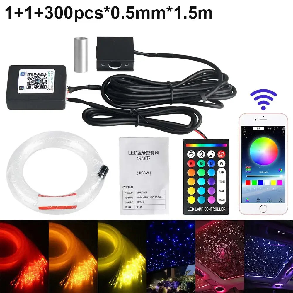 RGBW 1/2/4/6 split machine Car Roof Star Light APP Control Fiber Optic Star Ceiling Light Starry Sky ceiling for Car Home sayaragear
