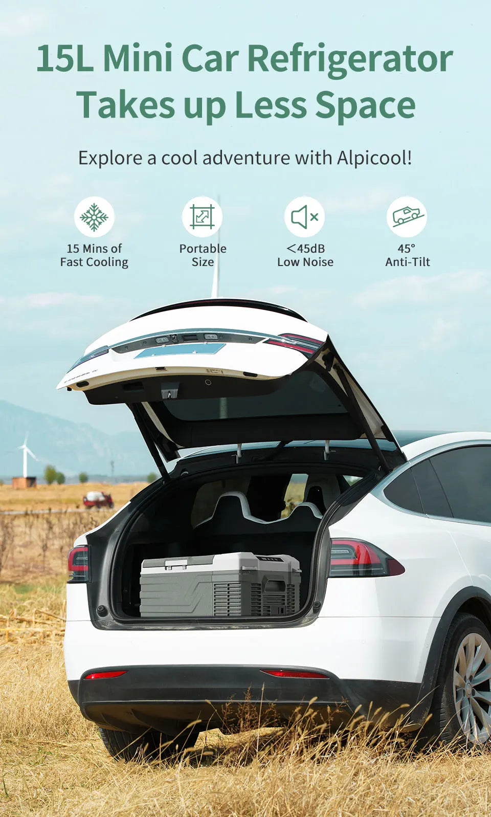 Alpicool NL15 15L Portable Car Refrigerator 12 Volt Mini Fridge Freezer 12/24V DC 100-240V AC Cooler Ice Box for Truck Camping sayaragear