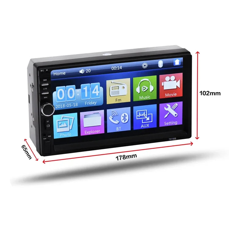 7" Double 2 DIN Car MP5 Player B-T Touch Screen Stereo Radio With 4led Camera sayaragear