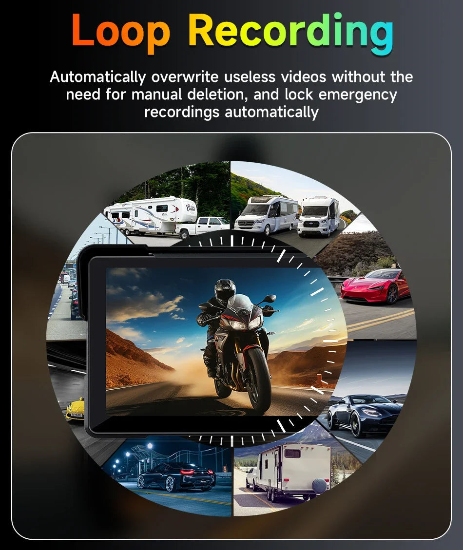 Jansite 5/7 inch Carplay Motorcycle DVR Navigation GPS Wireless CarPlay Android Auto IPX7 Display Screen Portable Moto Monitor sayaragear