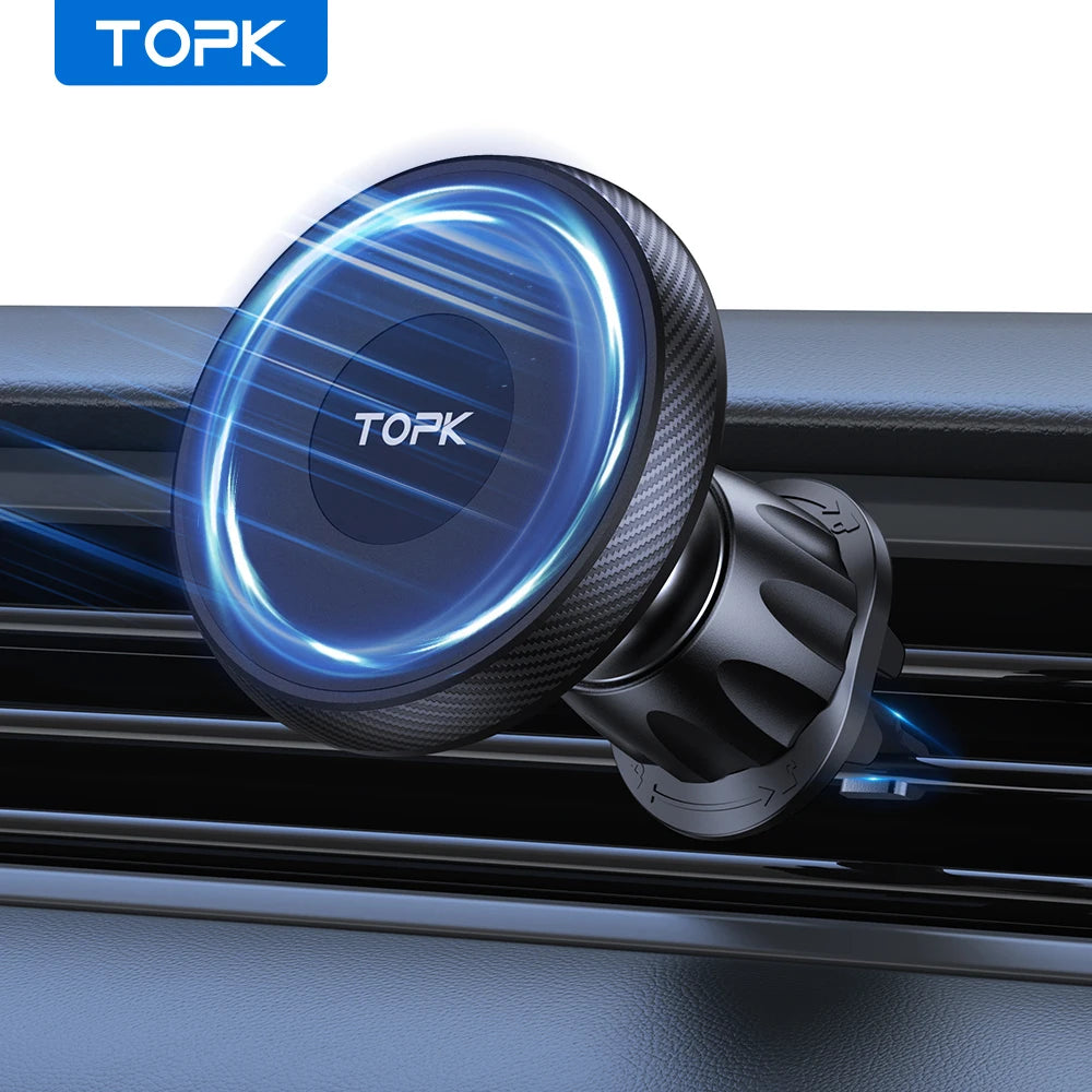 TOPK Magnetic Car Phone Holder Air Vent Car Phone Stand For Magsafe iPhone 15 14 13 ProMax Xiaomi Samsung Strong Magnet Holder sayaragear