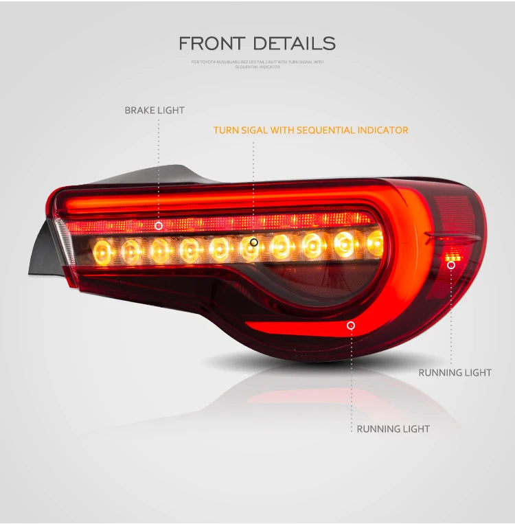 VLAND Tail Lights Assembly For Toyota 86 2012-UP Tail Lamp For Subaru BRZ/Scion FRS 2012-2019 With Moving Turn Signal Light sayaragear