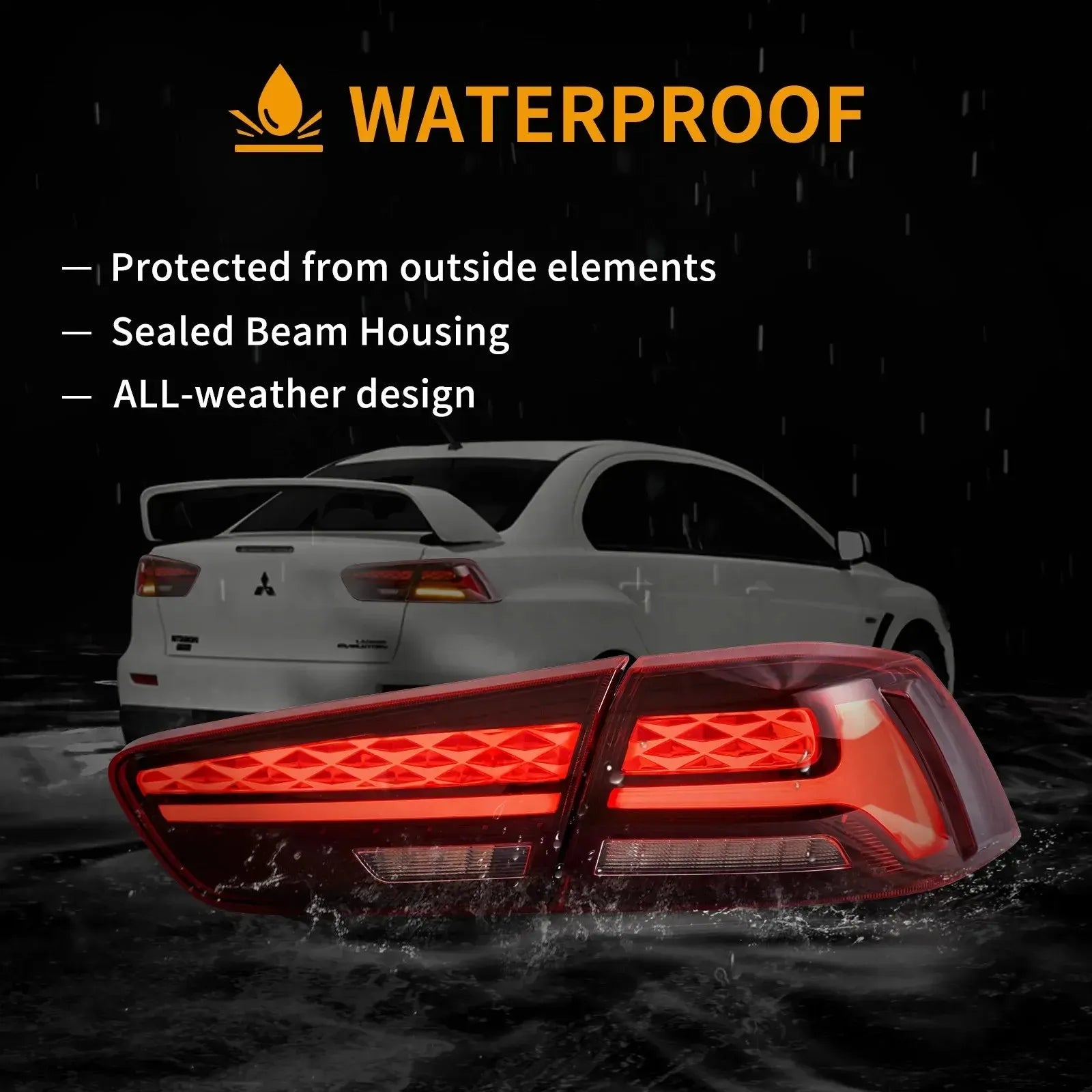 VLAND IV LED Tail Lights with Dynamic Welcome Lighting for 2008-2018 Mitsubishi Lancer and Lancer Evolution X Rear Light Assembl sayaragear