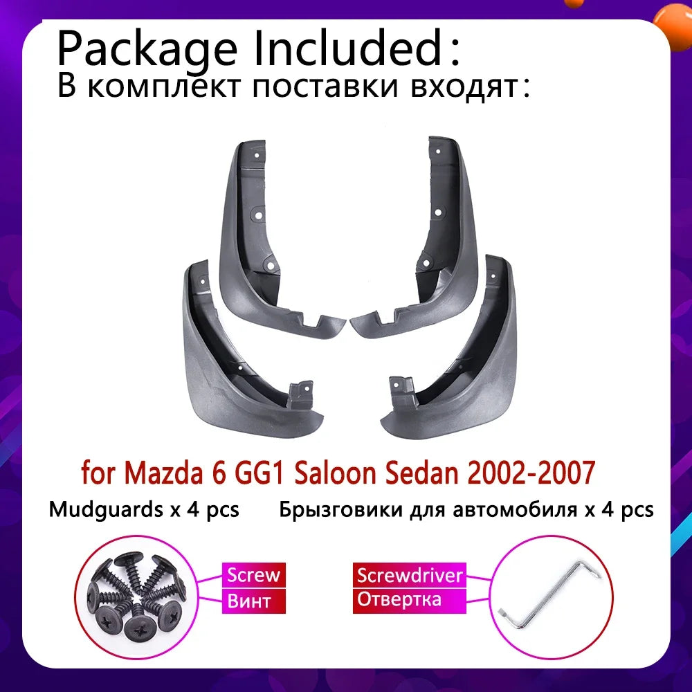 for Mazda 6 GG1 Saloon Sedan 2002 2003 2004 2005 2006 2007 Mudguards Mudflaps Fender Guards Splash Mud Flaps Wheel Accessories sayaragear