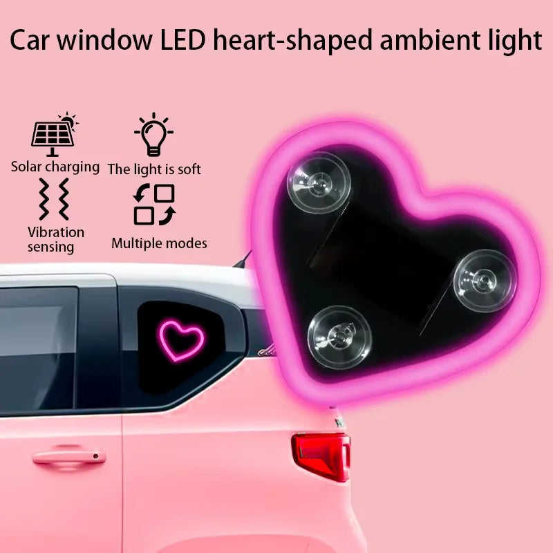 Solar Triangle Window Heart-Shaped Light Emitting Heart-Shaped Atmosphere Light Interior Wiring Free LED Atmosphere Light sayaragear