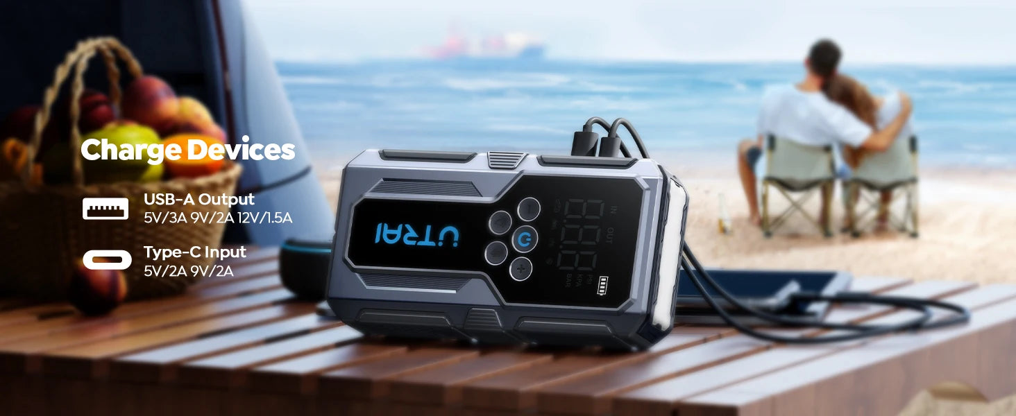 UTRAI 1500A Car Jump Starter Power Bank Portable 150PSI Air Pump Car Battery Emergency Boosters Starting Device Car Starter 2024 sayaragear