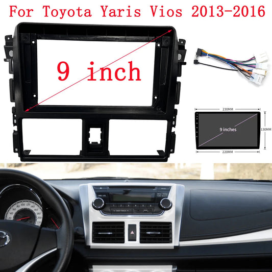 9/10 Inch Car Audio Radio Plate Fascia Frame For Toyota Yaris Vios 2013-2016 Big Screen 2Din DVD Player Panel Dash Mount Kit sayaragear