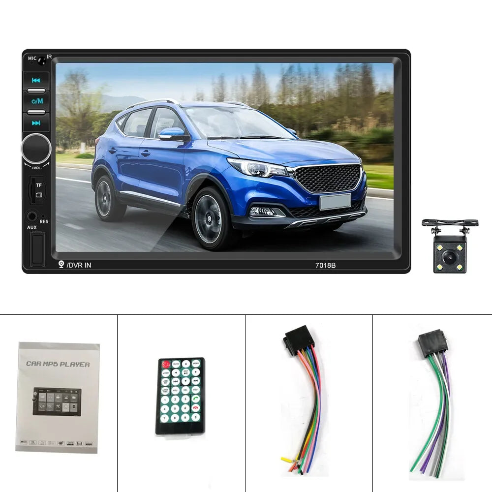 7" Double 2 DIN Car MP5 Player B-T Touch Screen Stereo Radio With 4led Camera sayaragear