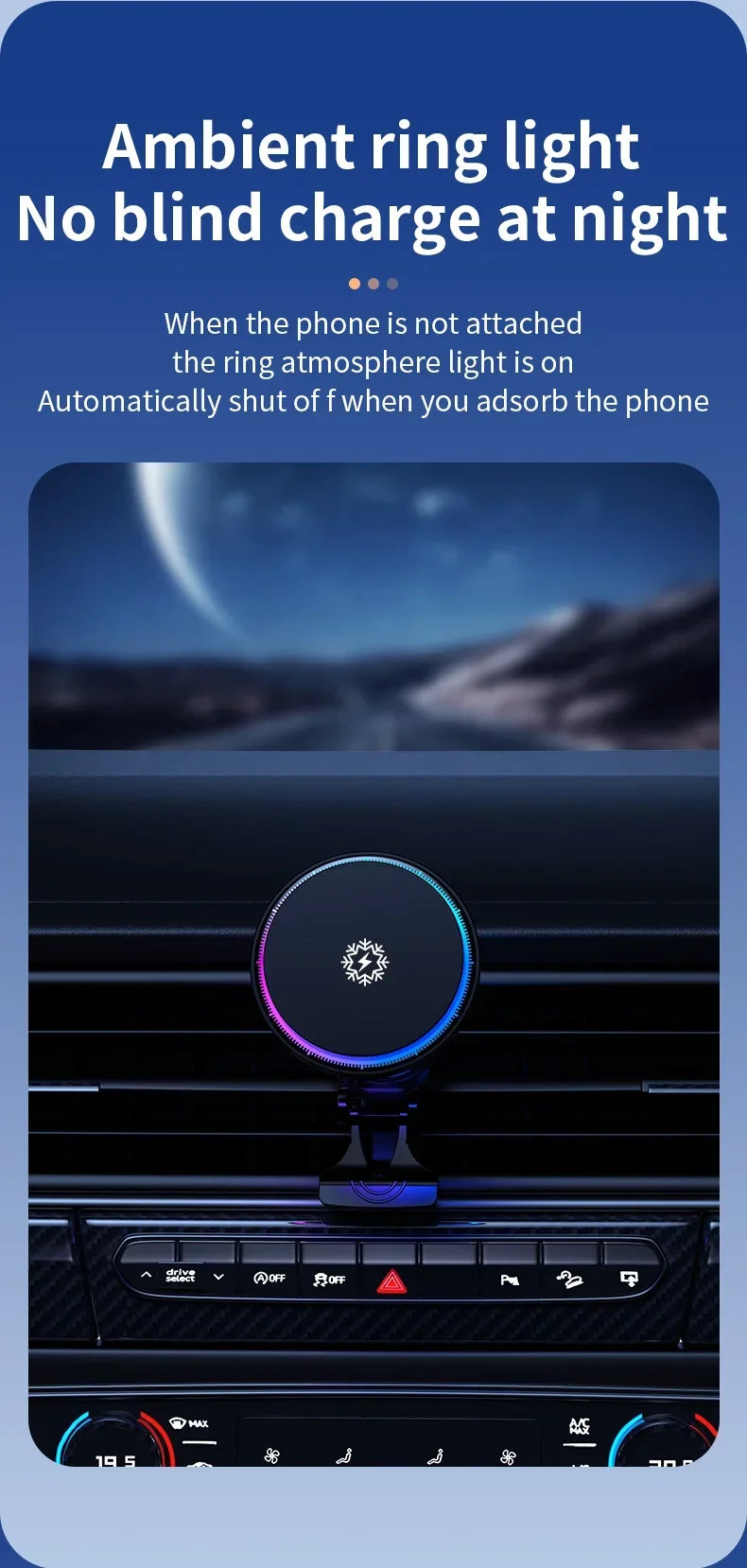 ice Cooling Magnetic Wireless Car Charger Stand for iPhone 16 15 14 13 12 Pro Max MacSafe Car Phone Holder Fast Charging Station sayaragear
