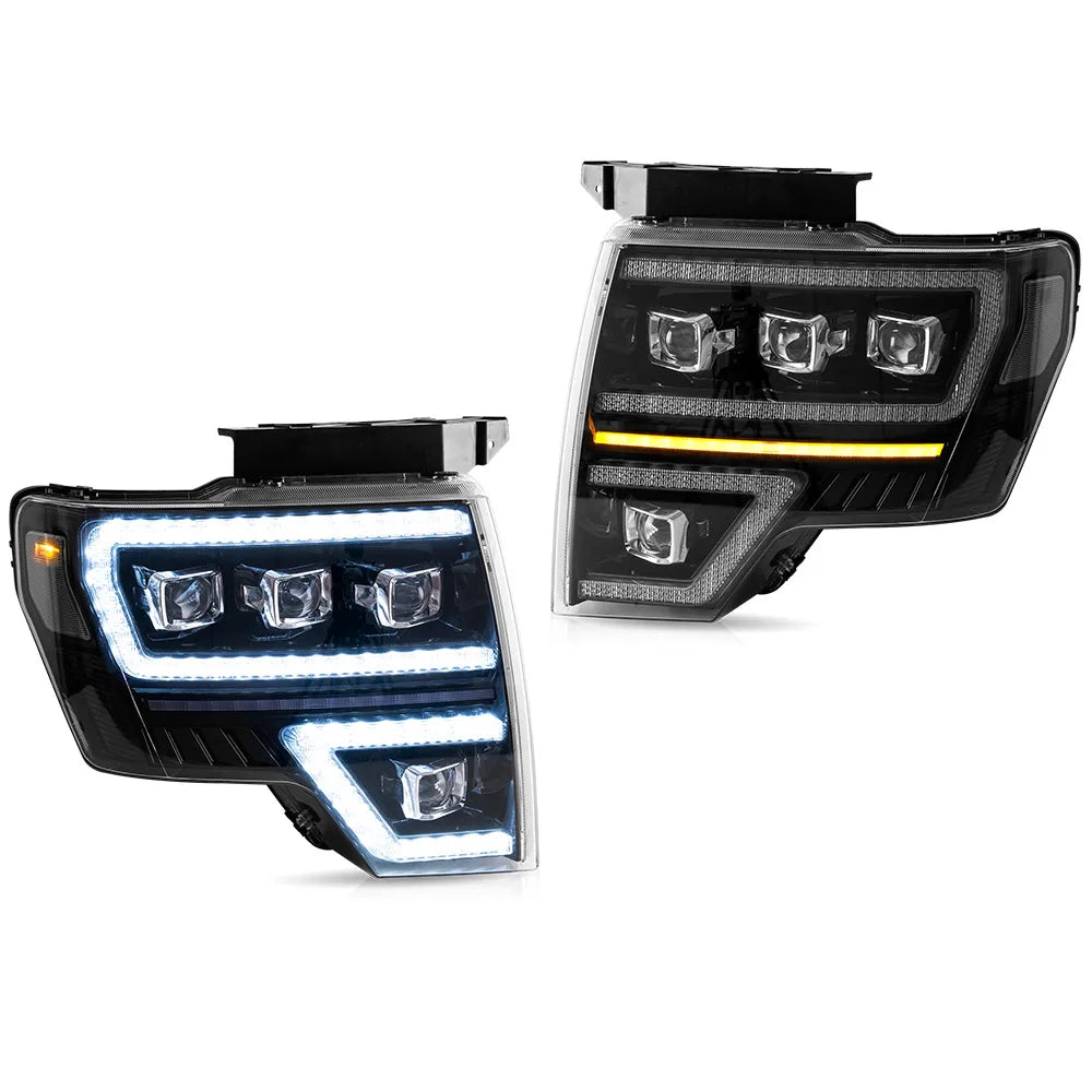 Vland 2009-2014 F150 12th Gen Black LED Matrix Projector Headlights Plug & Play Headlamp Assembly sayaragear