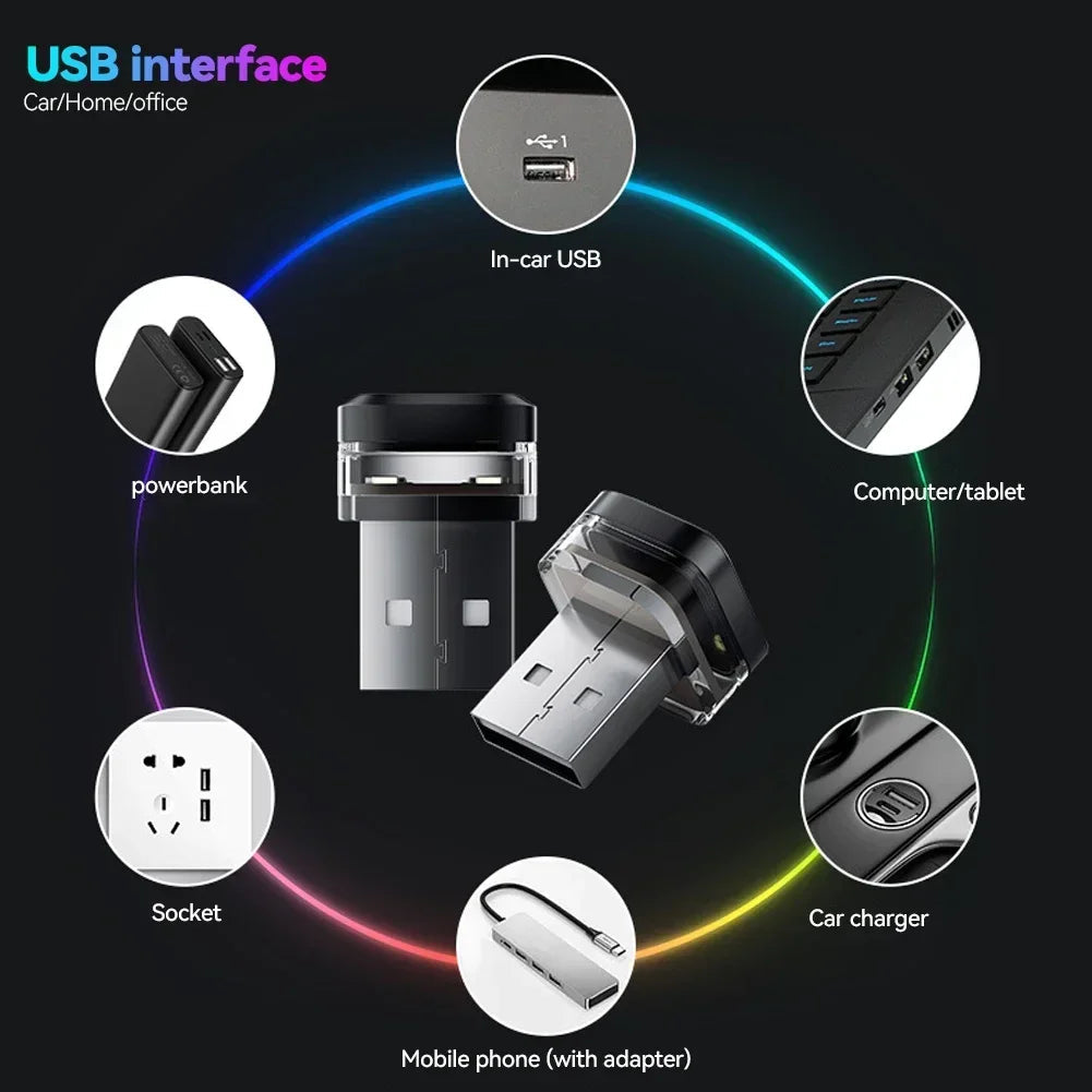 1/2PCS Mini USB Car LED Light Auto LED Interior Lighting DC 5V USB LED Atmosphere Light Laptop Keyboard Light Decoration Night sayaragear