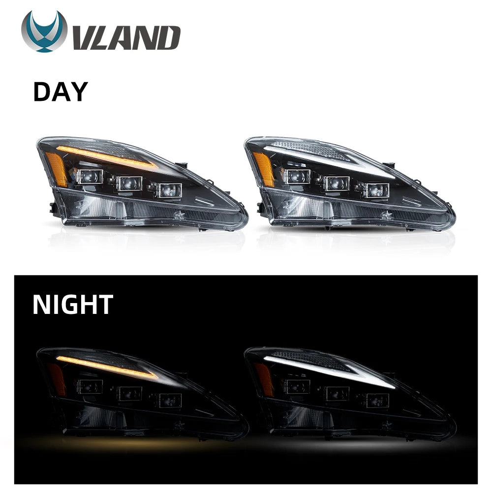 VLAND Car LED Headlights Assembly for Lexus IS250 IS350 C ISF 2006-2013 bule DRL Auto Styling Front Lamps Accessories Lights sayaragear