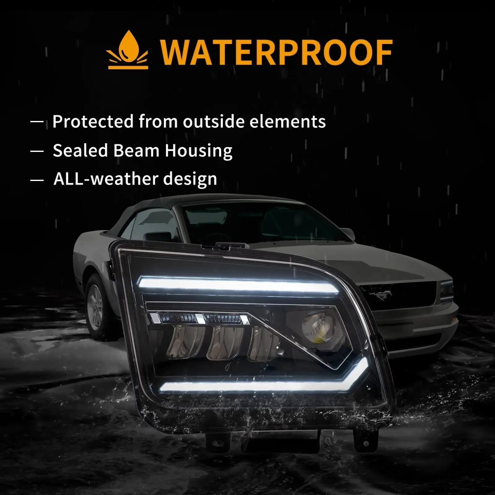 Vland 05-09 Mustang S197 LED Dual Beam Projector Headlights with DRL High Low Beam Front Headlamp Assembly sayaragear