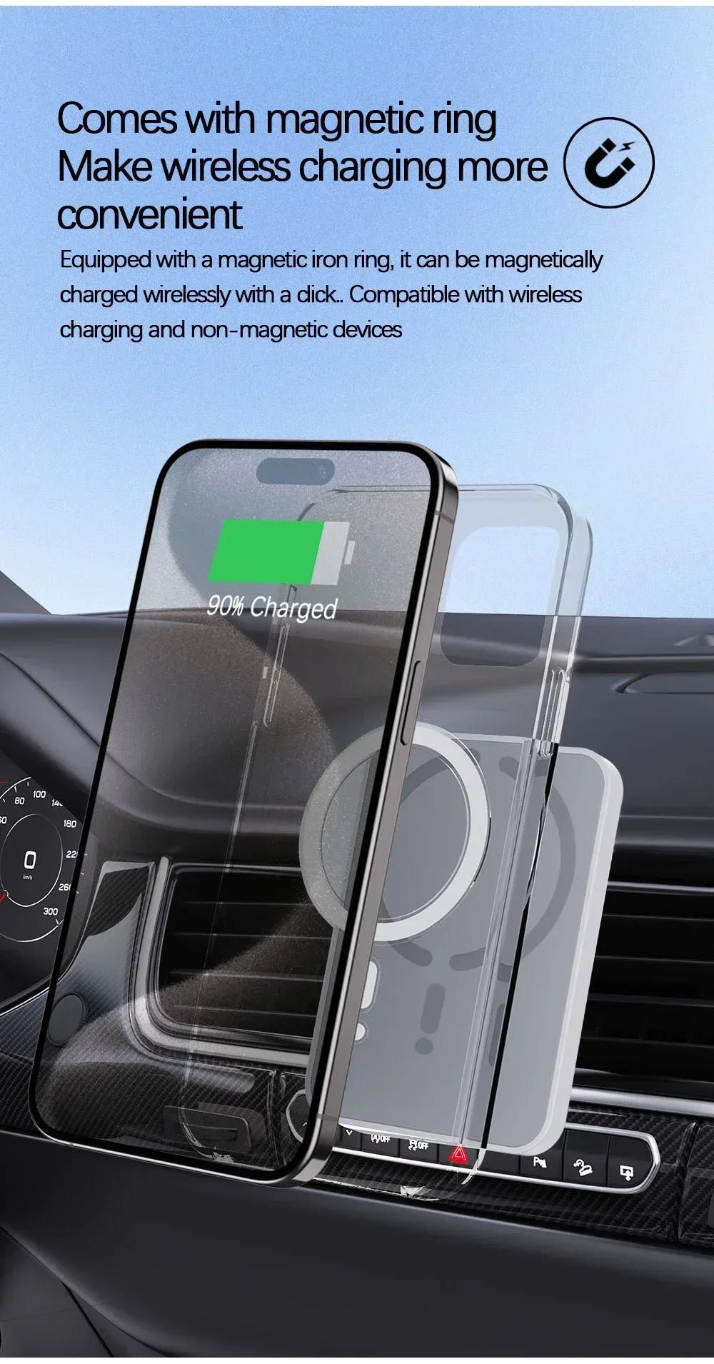 Magnetic Car Wireless Charger Air Vent GPS Phone Holder Stand For Magsafe iPhone 17 16 15 14 13 12 Pro Max Cell Fast Charging sayaragear