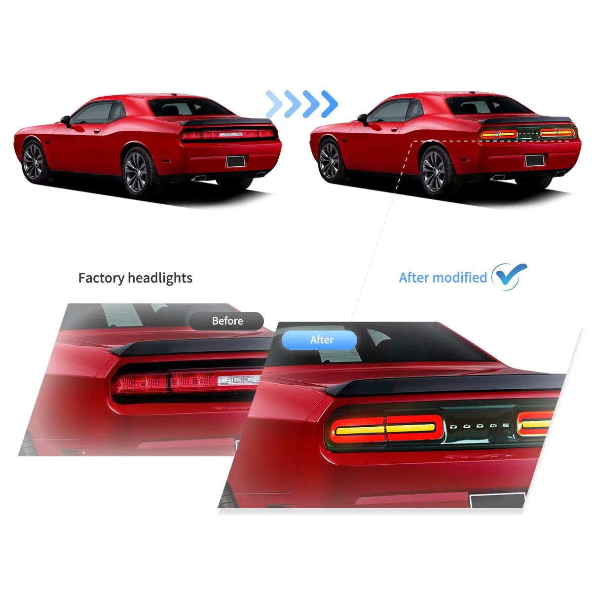 Vland 08-14 Challenger 3rd Gen (LC) Pre-Facelift Tail Lights With Sequential Turn Signal sayaragear