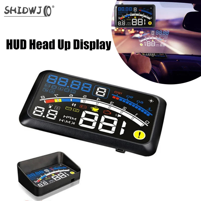 Digital HUD Speedometer Performance LCD Display HUD Display Car General OBD2 Driving Computer Car Speed Reflective Car Display sayaragear