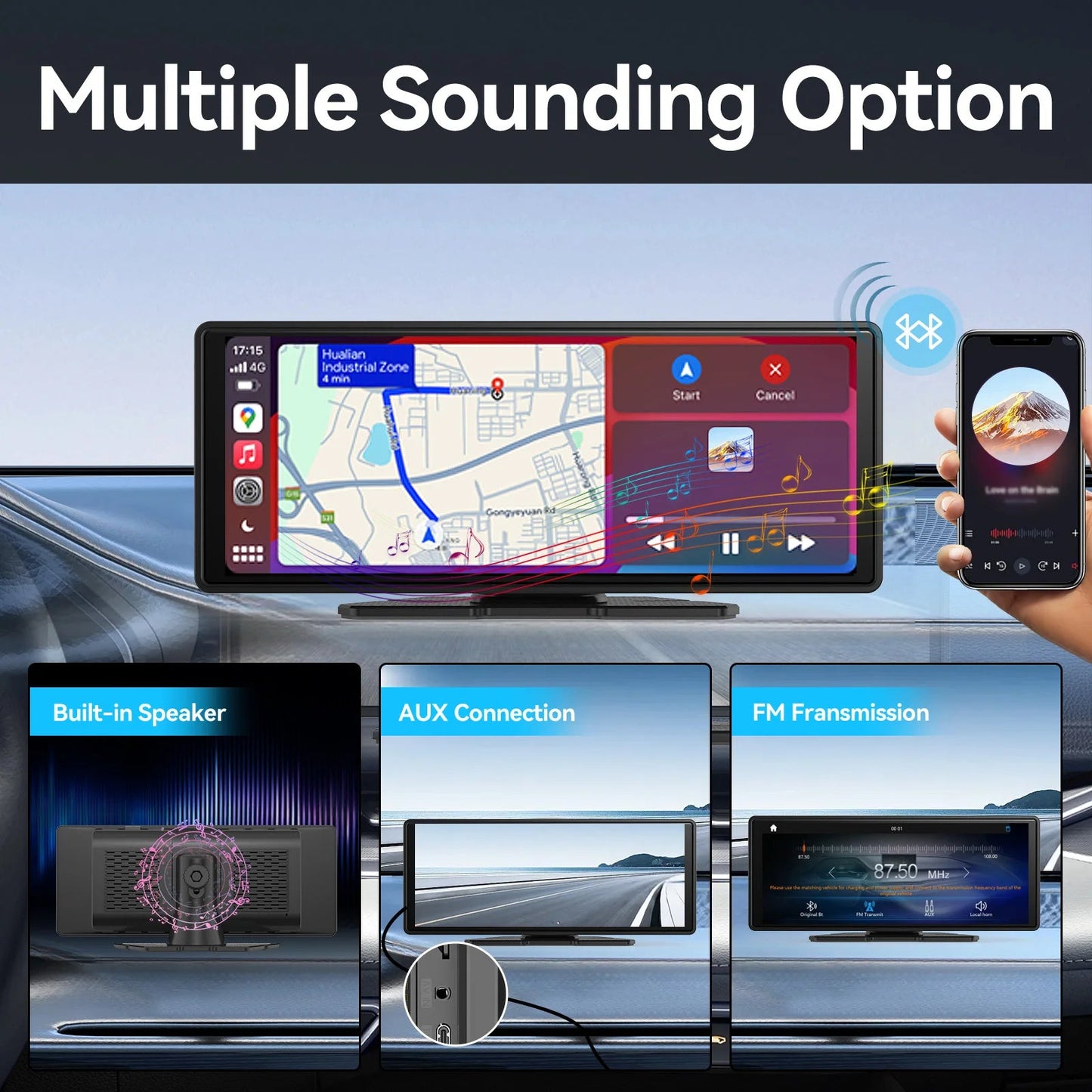 Universal Portable Wireless Carplay Screen for Car with Android Auto Touchscreen Car Stereo System sayaragear