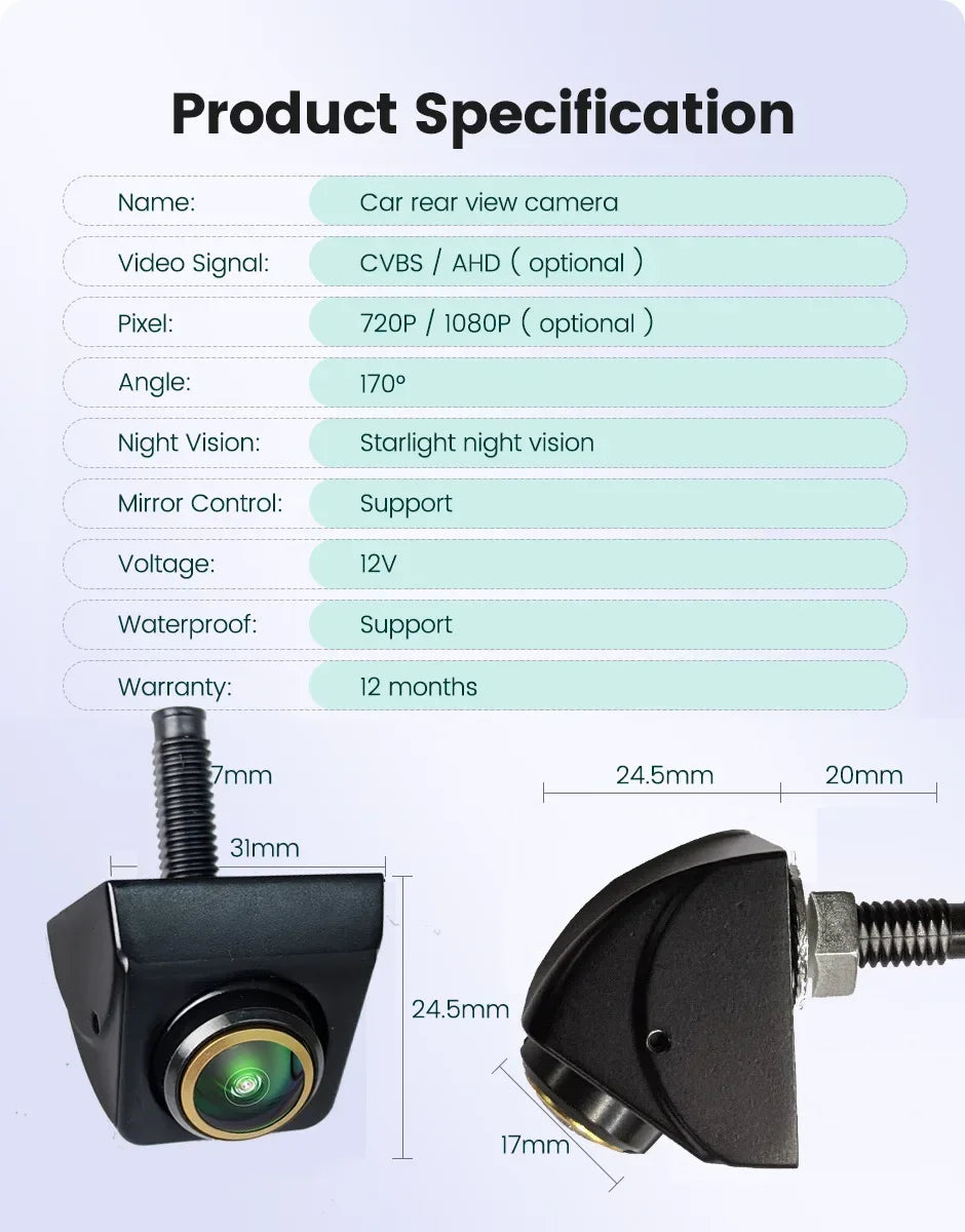Car Rear View Camera 1080P Full HD CVBS AHD Reversing Rear Camera 170° Wide Angle Night Vision Fisheye Len Car Reversing Camera sayaragear