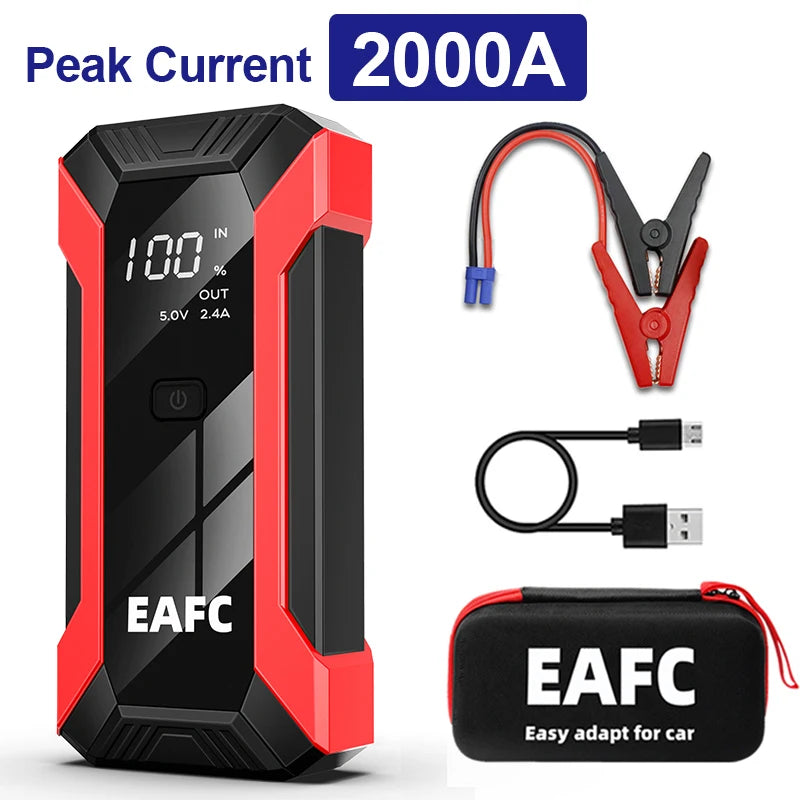 2000A Portable MultiFunction Emergency Booster Car Emergency Mobile Power Battery Charger 12V Car Jump Starter with LED Light sayaragear