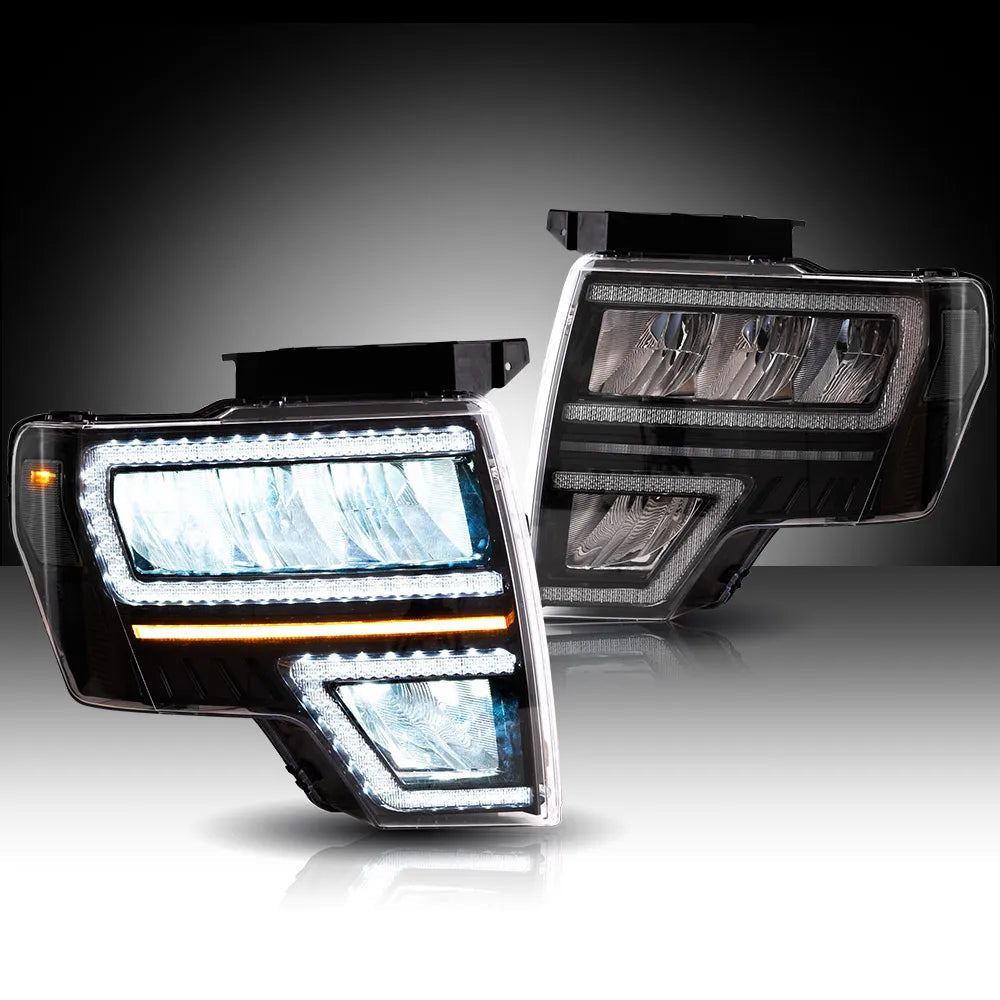 Vland 09-14 Ford F150 12th Gen LED Reflection Bowl Headlights Replacement Assembly sayaragear
