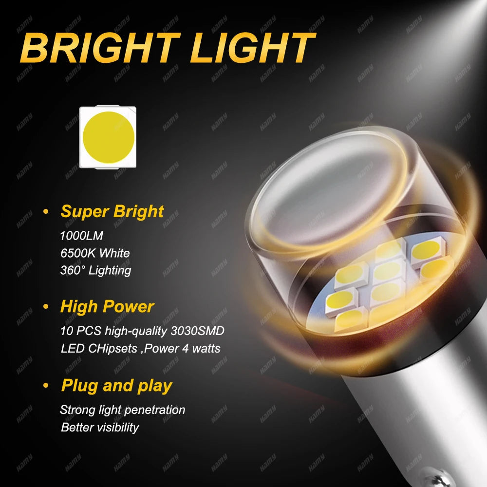 2-10 PCS 1156 BA15S 1157 BAY15D LED Bulbs 12V 3030 Chips 6500K White Super Bright Car Tail Turn Signal Parking Reverse Lights sayaragear