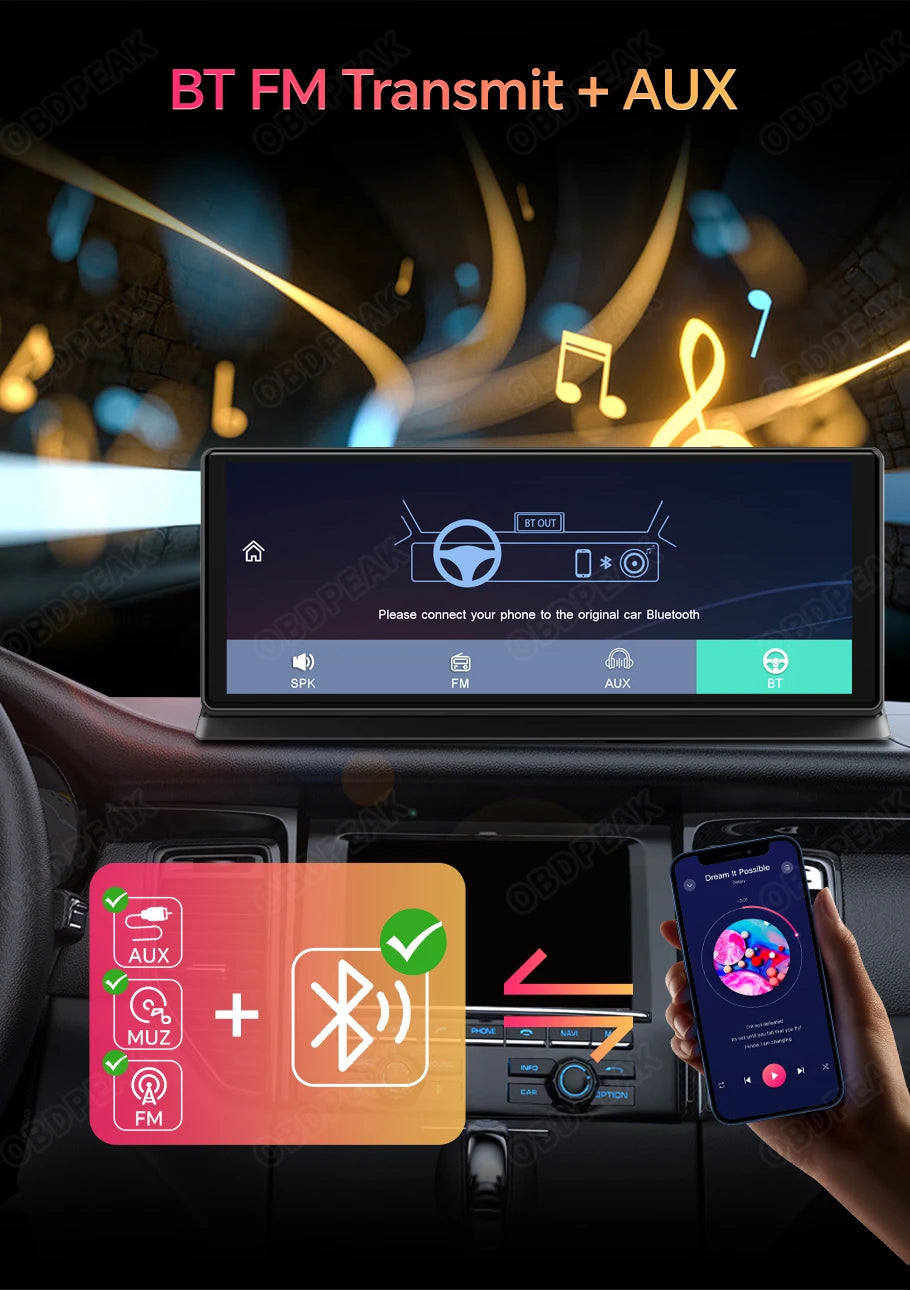 K2 Pro 11.3" Car DVR 4K Camera Wireless Carplay Android auto Ai Screen Dash Cam Dual Len Video Recorder GPS Navigation Dashboard sayaragear