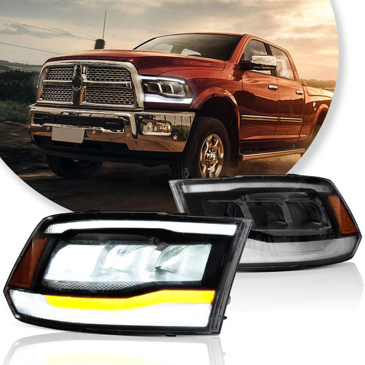 Vland 09-18 Ram 4th Gen 1500 2500 3500 LED Reflection Bowl HeadLights Premium Quality Complete Assembly sayaragear