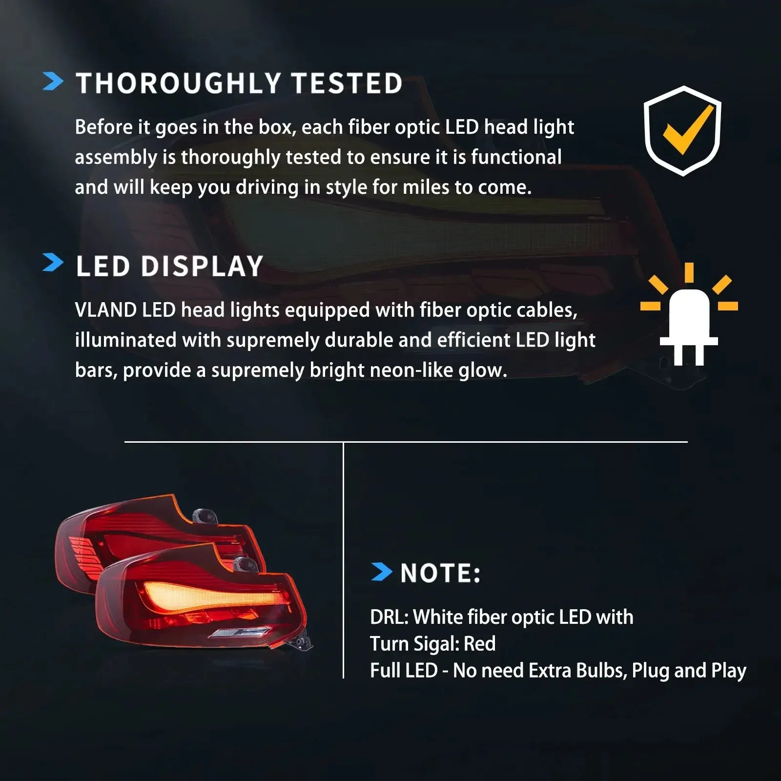 Vland 2014-2020 2 Series F22 F23 M2 F87 OLED Tail Lights W/ Dynamic Lighting (GTS Style) sayaragear