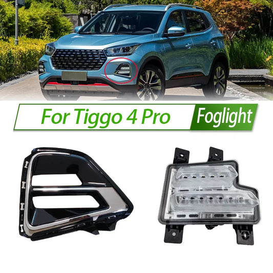 For Tiggo 4 Pro Foglight Fog Light Assembly LED Front Bumper Fog Lamp Kit Replacement with Waterproof Housing sayaragear