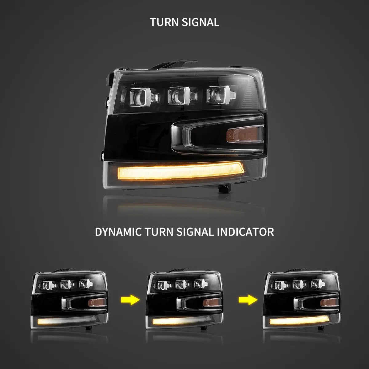 Vland 07-13 Chevrolet Silverado 2nd Gen LED Matrix Projector Headlights Black Truck Headlamp Upgrade sayaragear