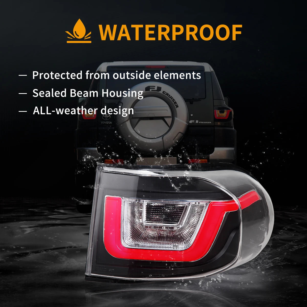 Vland 2006-2022 FJ Cruiser LED Tail Lights Clear – Stylish Upgrade for Enhanced Visibility and Modern Look sayaragear