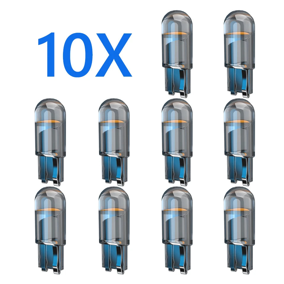 10x 2021 Newest W5W Led T10 Car Light COB Glass 6000K White Auto Automobiles License Plate Lamp Dome Read DRL Bulb Style 12V sayaragear