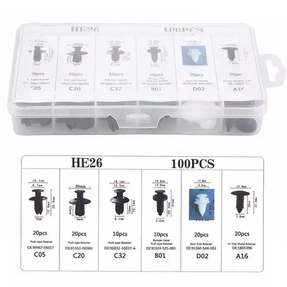800pcs-100Pcs Car Fastener Clip Kit Fender Rivet Plastic Clips Auto Body Push Retainer Pin Rivet Bumper Door Trim Panel Repair sayaragear