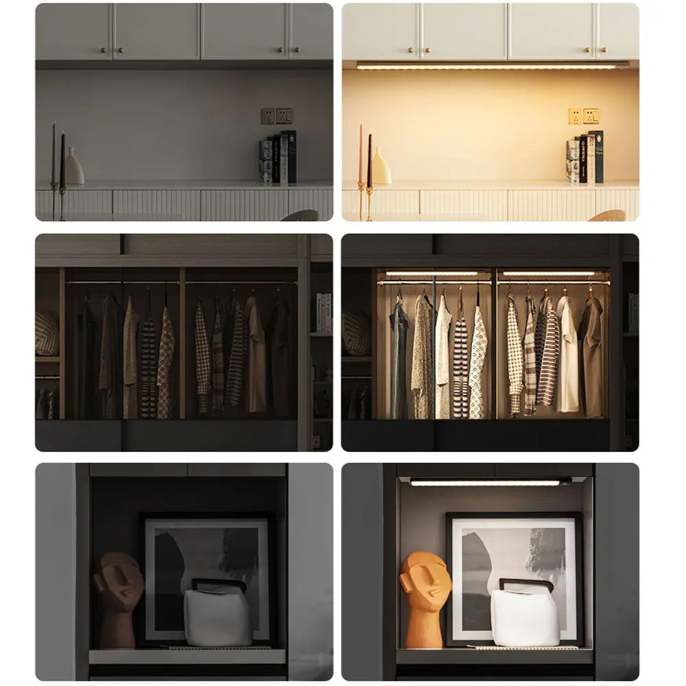 LED Cabinet Light Type C Rechargeable Motion Sensor Night Lights for Kitchen Wardrobe Cabinet Lighting 10cm/20cm/30cm/40cm/50cm sayaragear