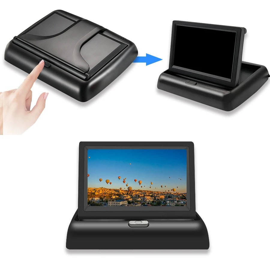E-ACE 4.3" Car Rear View Camera Monitor Folding Easy Installation Car Parking System Camera Automotive Electronic Accessories sayaragear