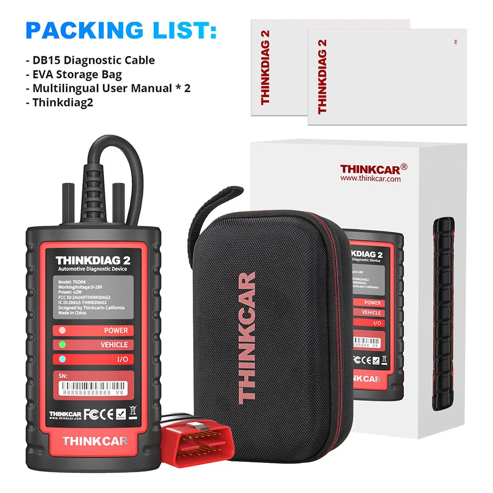 THINKCAR THINKDIAG 2 /KINGBOLEN Ediag Plus CAN FD All Systems 15 Reset Services ECU Coding OBD2 Scanner Car Diagnostic Tool sayaragear
