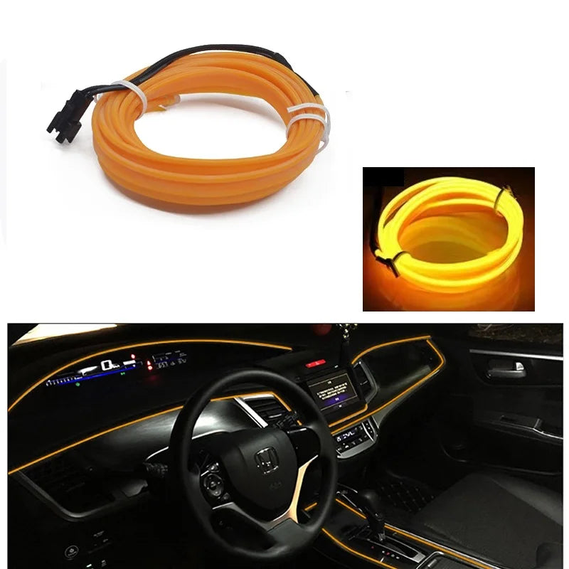 Car Interior Decorative Lamps Strips Atmosphere Lamp Cold Light Decorative Dashboard Console Auto LED Ambient Lights 1/2/3/4/5M sayaragear
