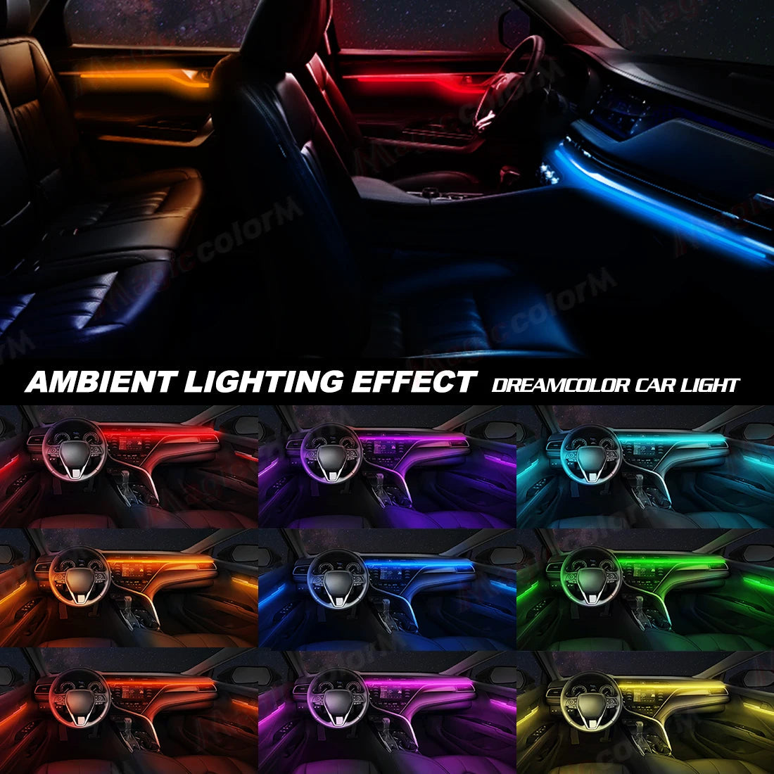 EL Wire Car LED Ambient Light Car Interior Decorative Lamp For Universal DIY Flexible Hidden Cuttable Colour Acrylic Strip 110cm sayaragear