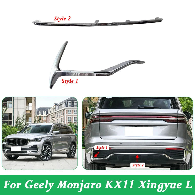Rear Bumper Cover Trim For Geely Monjaro KX11 Xingyue L Silver Decorative Panel Rear Bumper Molding  Trim sayaragear