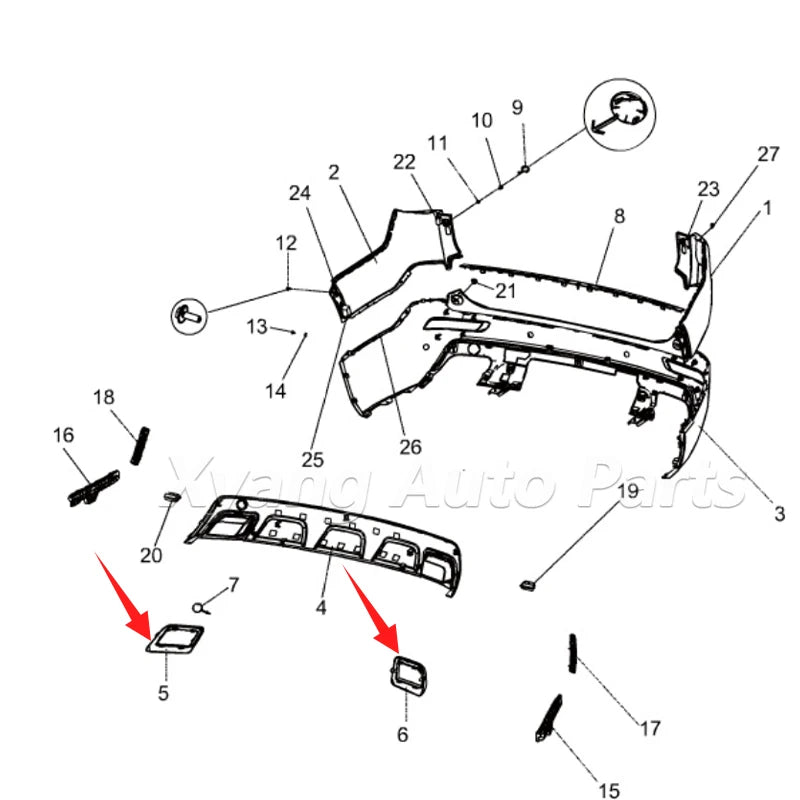 Exhaust Pipe Decorative Trim Rear Bumper Trim For Changan cs95 2804105-AP01 2804106-AP01 sayaragear